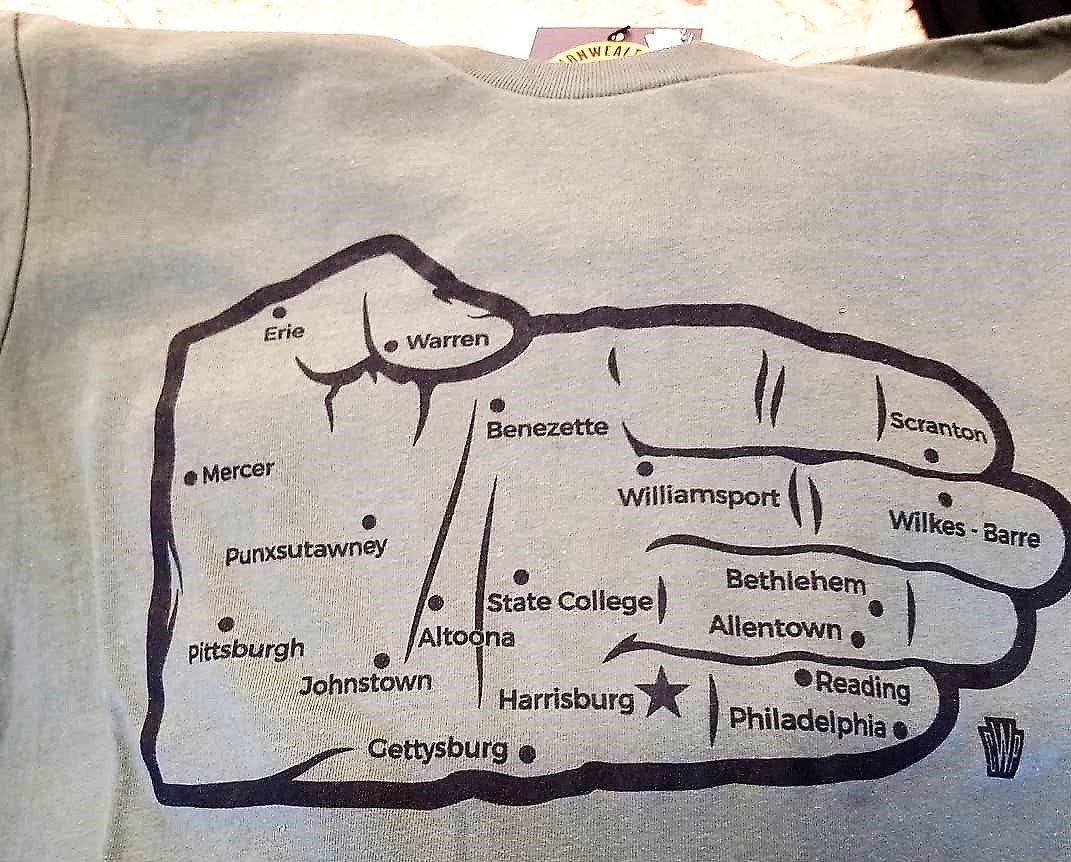 t shirt PA map Commonwealth Press